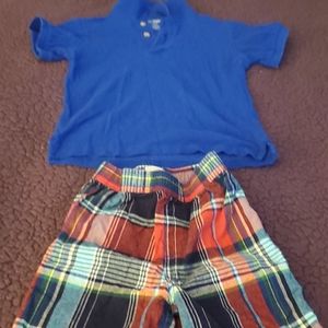Boys plaid shorts and shirt